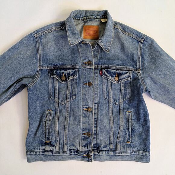 Levi's Jean Jacket Womens L Blue Denim Ladies Trucker Classic Button Cotton - Picture 3 of 10